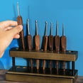 thumbnail image 6 of Portable Desk Needle Display Rack Delicate Walnut Pen Storage for Workspaces Desk Stand with Phone Slot and 9 Holders, 6 of 12