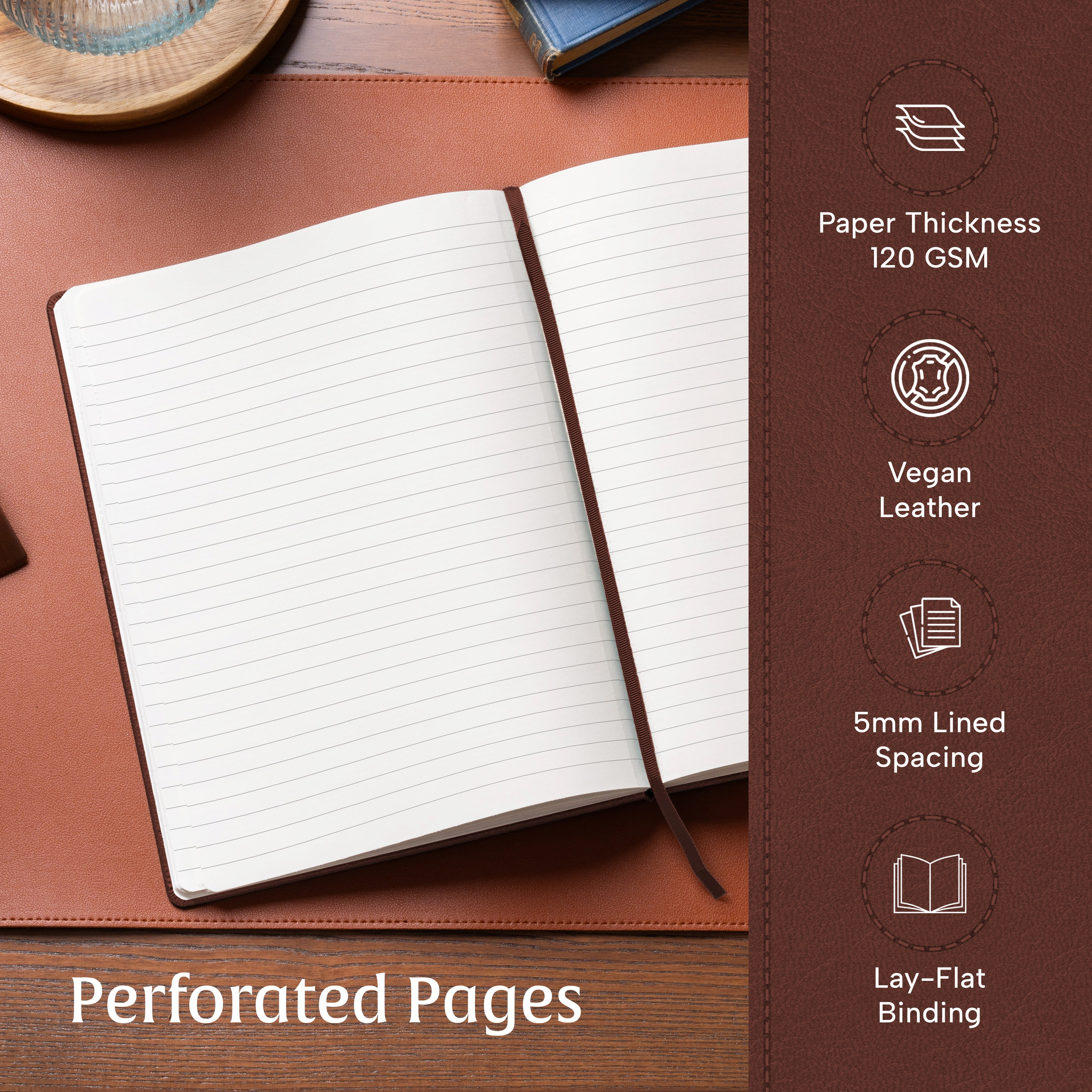 BEECHMORE BOOKS Lined Journal Notebook, 8.5 x 11.5 inch, A4 160 Lined Pages, Hardcover Leather Journals for Women, Men, Writing and Notebooks for Work - 120 GSM Thick Paper, Gifts Box Included