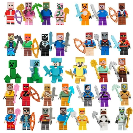 34Pcs Mine-craft Mini Action Figures & Accessory Building Toys party supplies Set 1.77-in Scale Collectible Toys Playset