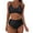 Black, variant on qucoqpe Womens Two Piece Bathing Suits with Built in Bra Sexy Wrap V Neck Back Tie Swimsuits Solid Color Slim Swimwear