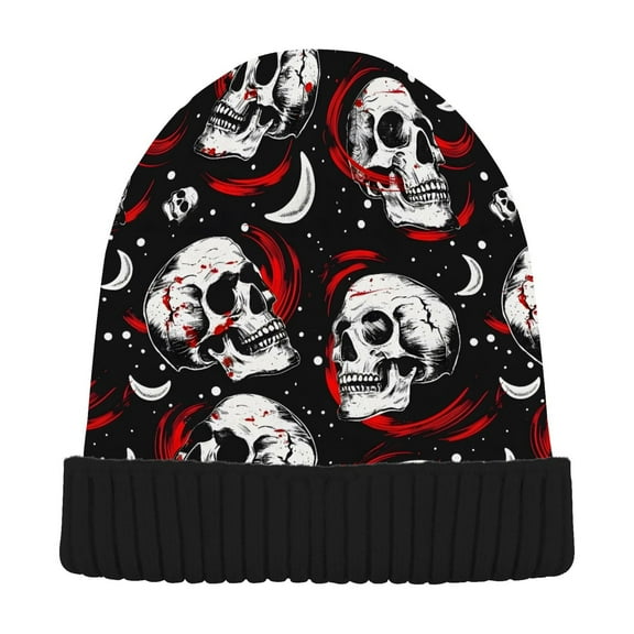 joogoo Skulls and Moon Beanie Hats Cuffed Winter Warm Knit Thick Beanies