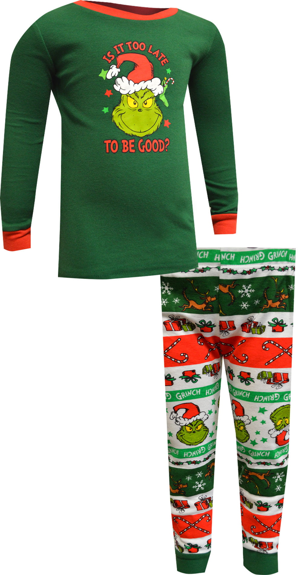 Seuss The Grinch is It Too Late to Be Good Kids Pajamas MJC Boys Dr