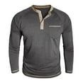 thumbnail image 5 of KHONTS Men's Henley Shirts Long Sleeve Casual T Shirts Basic Classic Vintage Cotton Tee Shirts Button Shirts with Pockets Grey XXXL, 5 of 7