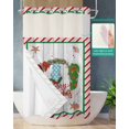 thumbnail image 2 of No Hook Shower Curtain with Snap in Liner, Merry Christmas Wreath Colorful Slippers Seashells Hotel Shower Curtains for Bathroom, Washable Shower Curtain Liner Set with Mesh Top Window, 36"x78", 2 of 6