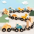 thumbnail image 7 of Wooden Animal Train Set for Toddlers 12 Piece Educational Toy with Magnetic Connection, Safari Zoo Animals, 7 of 7