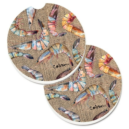 

Carolines Treasures 8738CARC Shrimp Set of 2 Cup Holder Car Coasters Large multicolor