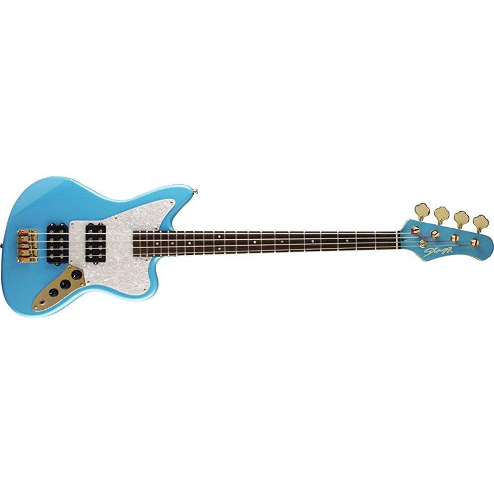 stagg bm350snb 4 string mstyle electric bass guitar sky blue