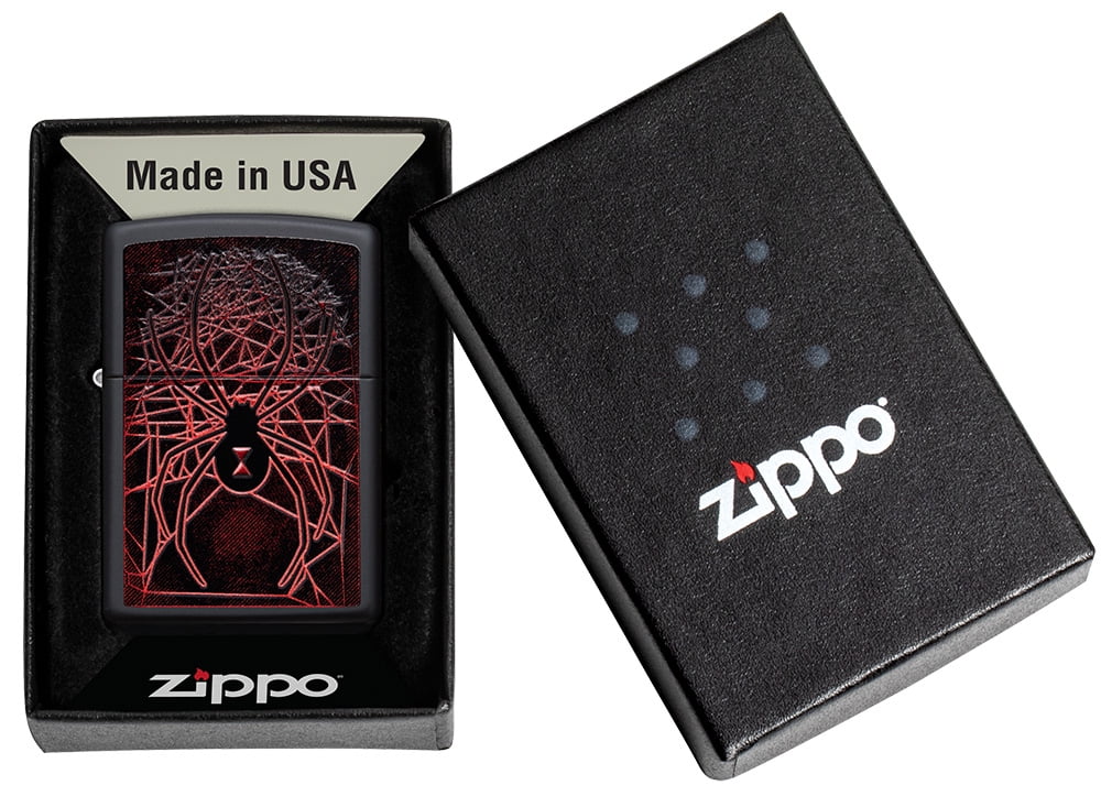 Zippo Spider Texture Print Design Black Matte Pocket Lighter