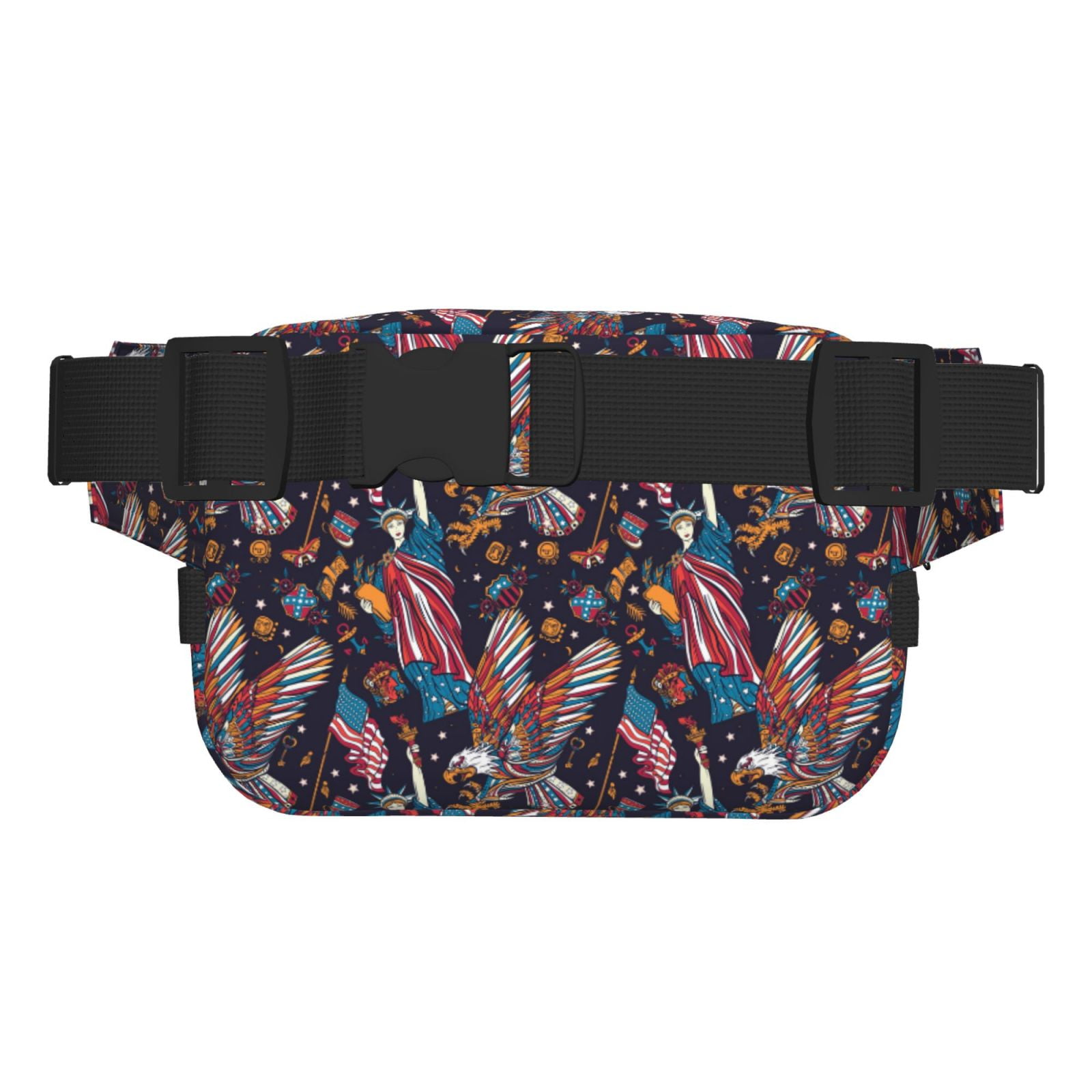 Picia United States Of America Print Square Double-Layer Waist Bag Mini Adjustable Waist Belt Bag Exercise Running Travel Hiking