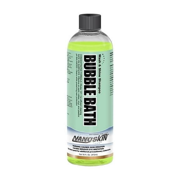Nanoskin BUBBLE BATH Foaming Car Wash Shampoo 16 Oz. - Works with Foam Cannon, Foam Gun, Bucket Washes, Car Soap for Pressure Washer | For Car, Truck, Motorcycle, RV & More | Green Apple Scented