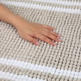 thumbnail image 3 of Unique Bargains Striped Bathroom Rugs Soft Fluffy Chenille Bath Rugs Brown 20" x 32", 3 of 7
