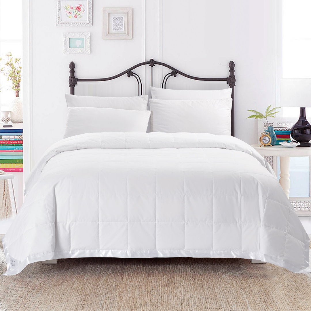 Puredown Soft Lightweight Down Blanket with Satin Trim for Bed 100 Co