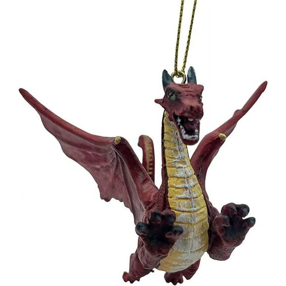 Red Flying Gothic Dragon Fantasy Christmas Tree Hanging Ornament Statue