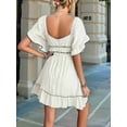 thumbnail image 6 of Solid Color Ruffled Short-Sleeved Dress for Women  XL, 6 of 8