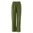 thumbnail image 6 of Jxximdong Pants for Women Women Cotton Pocket Cropped Straight Leg Crop Pants Ladies Casual Long Loose Pant Slacks Green M Trousers, 6 of 9