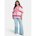 thumbnail image 2 of 99 Jane Street Women's and Women's Plus Striped Sweater with Heart Design, Midweight, Sizes XS-4X, 2 of 5