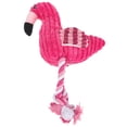 thumbnail image 1 of FELTECHELECTR Juguete interactivo de cuerda con chirrido para mascotas, de pana, con forma de flamenco, para limpiar los dientes (rosa), 1 of 5