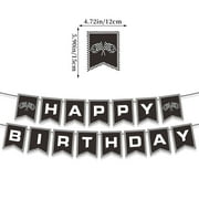 KALLORY 4pcs Racing Checkered Flags Banner Race Car Bunting Flags Banner Cake Topper Sports Car Birthday Celebration Race Theme Birthday Party Supplies