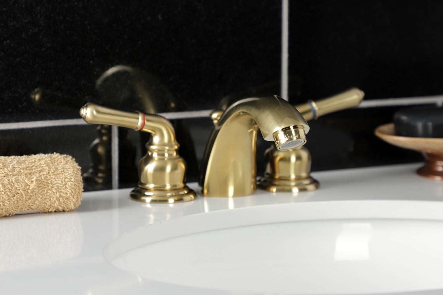 Kingston Brass KB957SB Magellan Mini-Widespread Bathroom Faucet, Brushed Brass