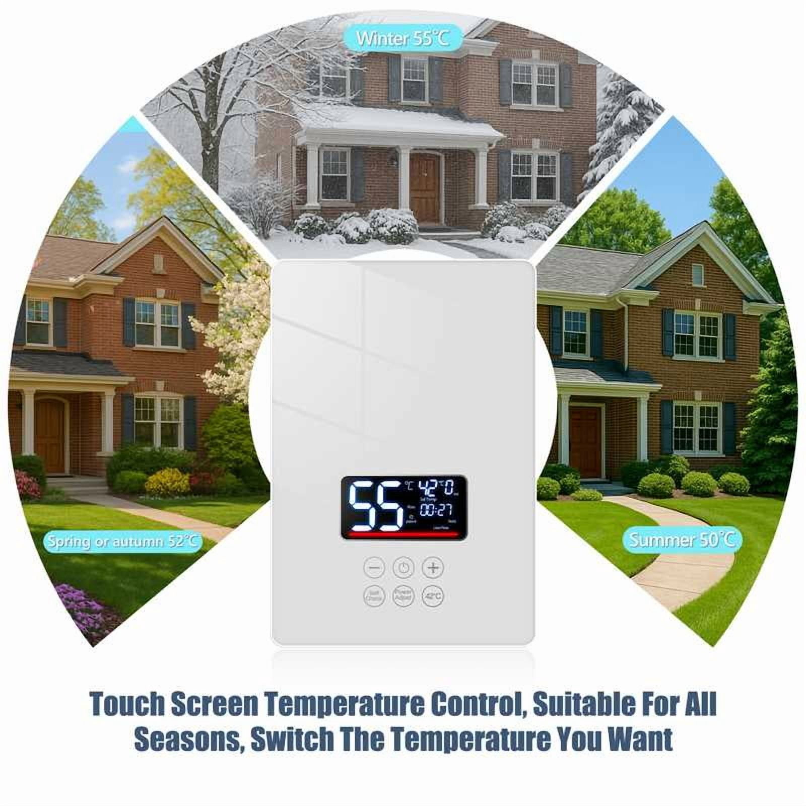 Electric Tankless Water Heater, 5000W Instant Hot Water Heater with Handheld Shower Head and Hose Set, LED Touch Screen Switch and Remote control Water Heater for Bathroom Kitchen