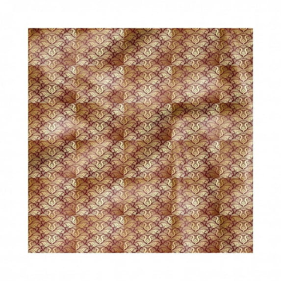 Floral Decorative Napkins Set of 4, Graphic Design of Floral Elements as Organic Curvy Leaves Print, Silky Satin Fabric for Brunch Dinner Party, 18", Maroon and Sand Brown, by Ambesonne