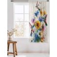 thumbnail image 3 of Sheer Curtains 72 Inches Long, Hummingbird Semi Sheer Curtains Light Filtering Window Treatment, Spring Vintage Oil Painting Sunflowers Beige Privacy Voile Drapes for Living Room Bedroom 52x72 Inch, 3 of 7