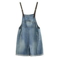 thumbnail image 5 of Women's Casual Adjustable Strap Denim Bib Overalls Shortalls Romper Classic Trendy Summer Shorts Jumpsuits for Women, 5 of 7
