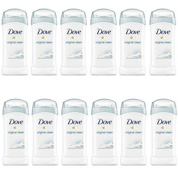 Pack of (12) Dove Anti-Perspirant Deodorant, Invisible Solid, Original Clean, 2.6 oz