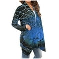 thumbnail image 4 of yardsong Women Halloween Cardigan Long Sleeve Open Front Spider Web Print Cardigans Fall Lightweight Min Length Shawl Collar Coat 2025 Blue,XL, 4 of 8