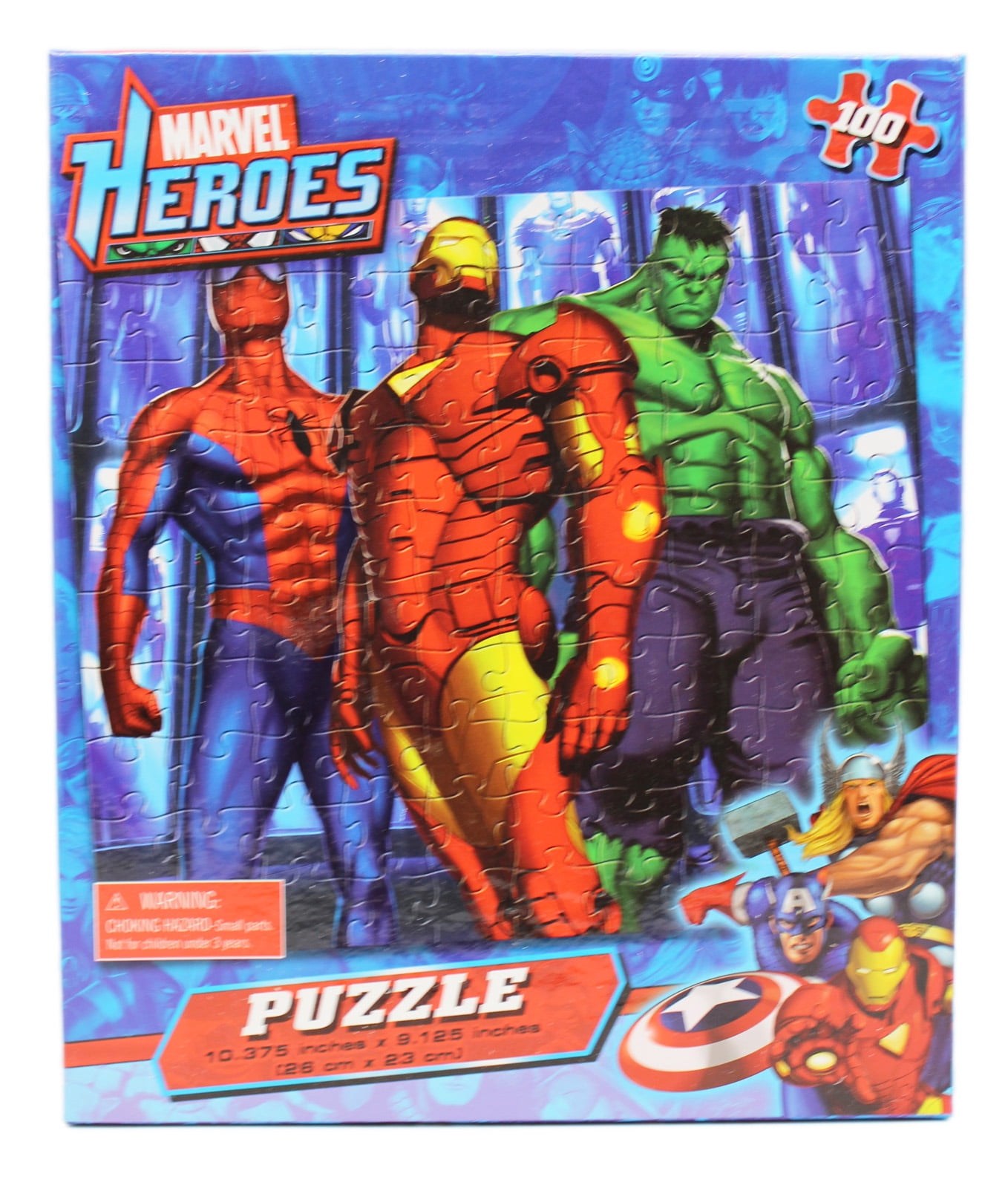 Marvel Heroes Iron Man, Hulk, and SpiderMan Kids Jigsaw Puzzle (100pc