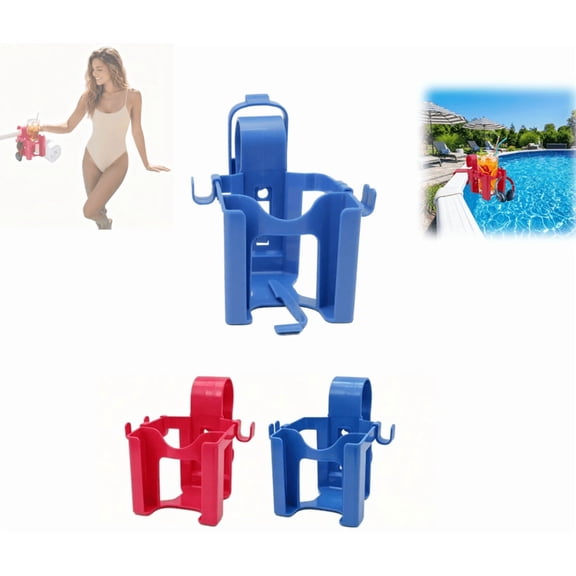 Weighted Base Poolside Drink Holder with Removable Storage Compartment, Clip-On Beverage Bottle Caddy, Multipurpose Outdoor Cup Organizer for Patio, Backyard, Summer Beach and Outdoor Seat Use