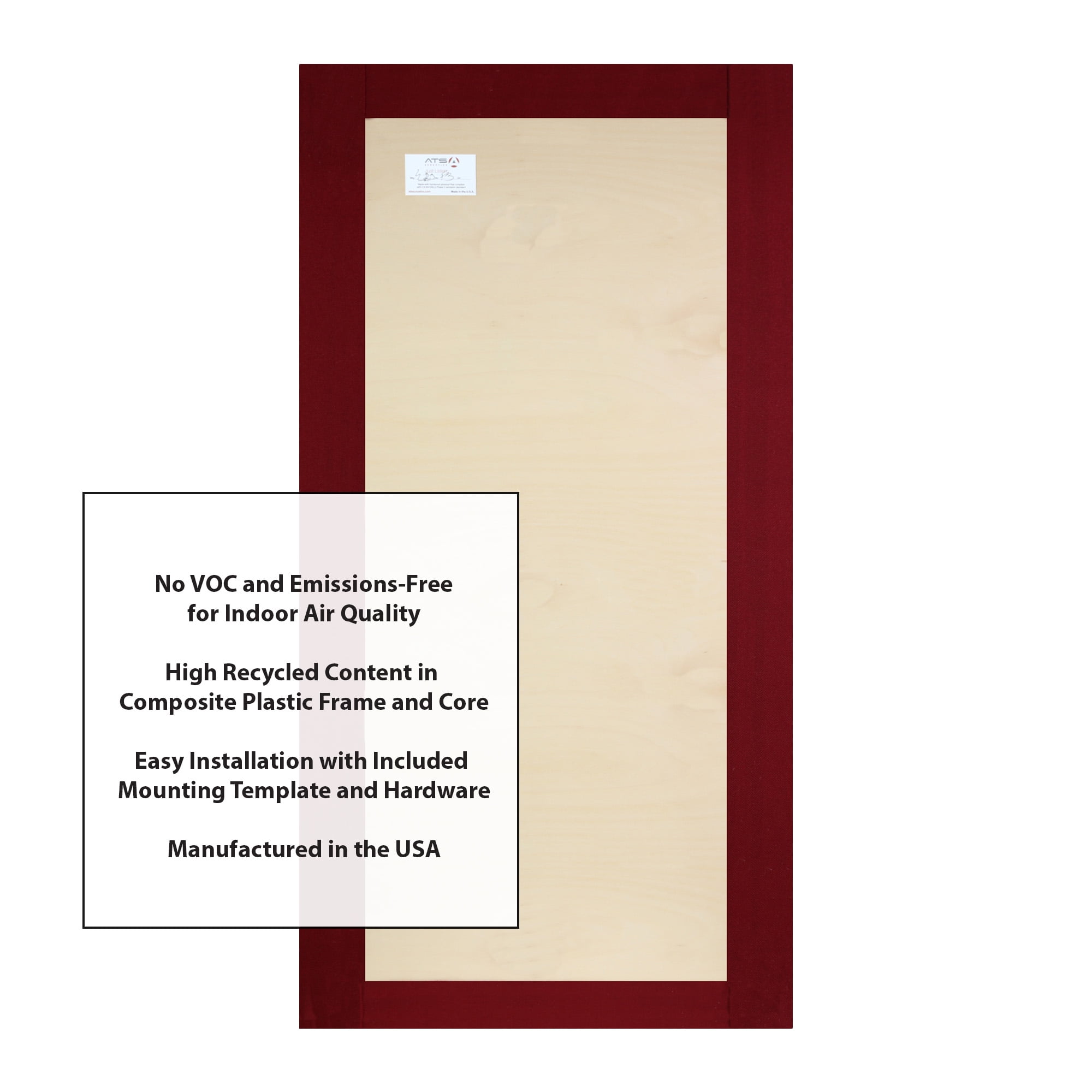 ATS Acoustics ECO Panel Low-VOC Professional Studio Recording Booth Sound Absorbing Acoustic Panel 24" x 48" x 4" (Claret)