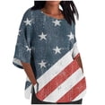 thumbnail image 2 of Fiudx Ofertas Flash Del Día Solo En Línea Blusa Holgada de Algodón Estampada con Manga 3/4 Informal a La Moda para Mujer, 2 of 5