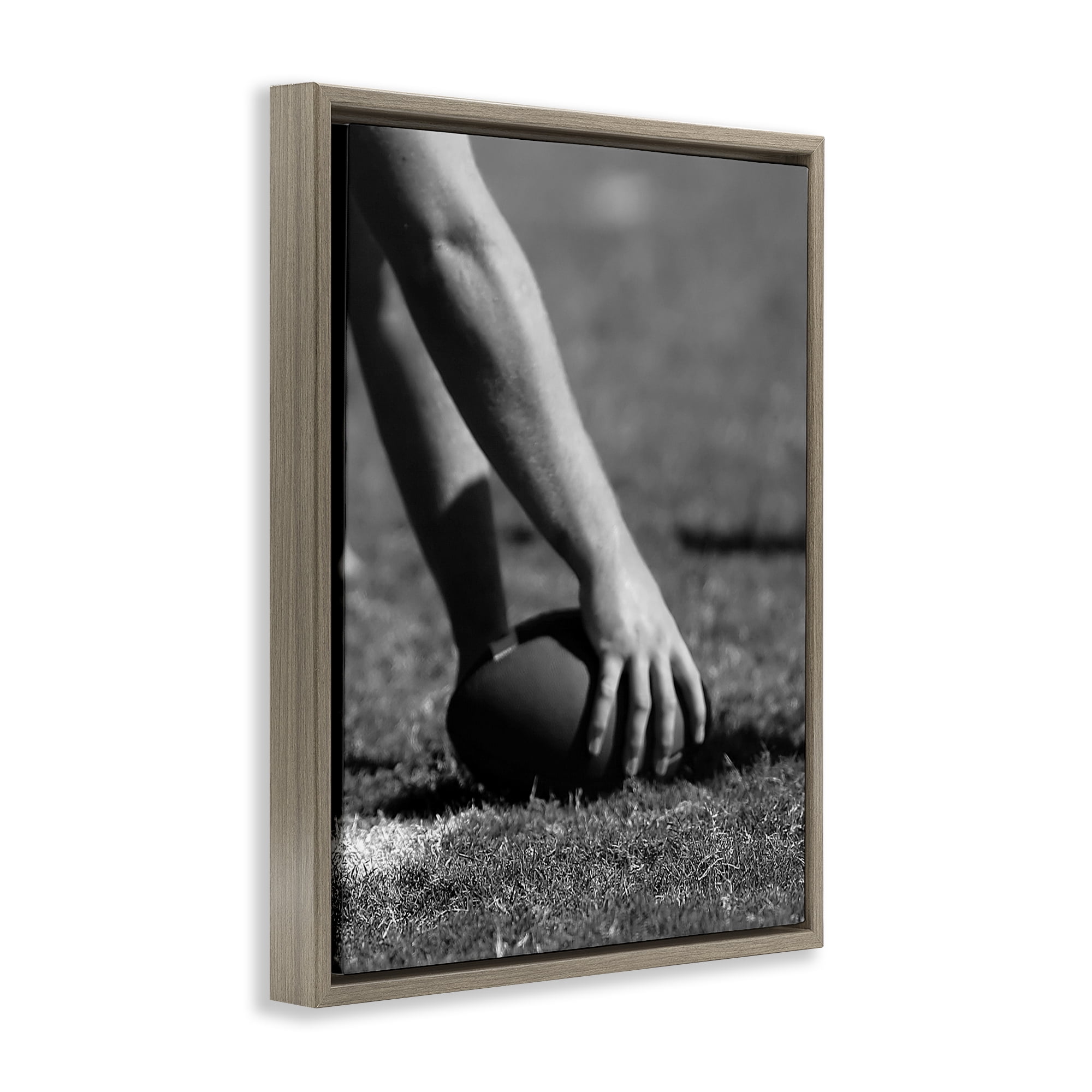 Stupell Industries Football Hike in Action Brown Framed Floater Canvas Wall Art, design by Marcus Prime