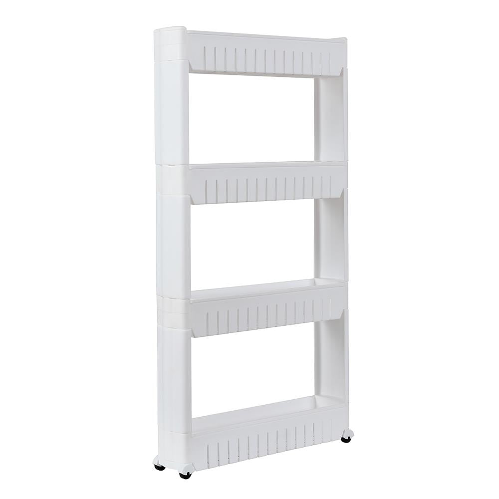 UBesGoo 4 Layer Plastic Storage Rack White Rolling Storage Cart
