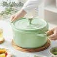 thumbnail image 2 of Enamel Dutch Oven with Lid, 4.3 Quarts Saucepan Cooking Pot, Soup Pot with Dual Handles, Non-Stick Ceramic Cookware for Bread Baking&Cooking, Oven Safe Up to 536° F or All Stovetop,Turquoise, 2 of 7
