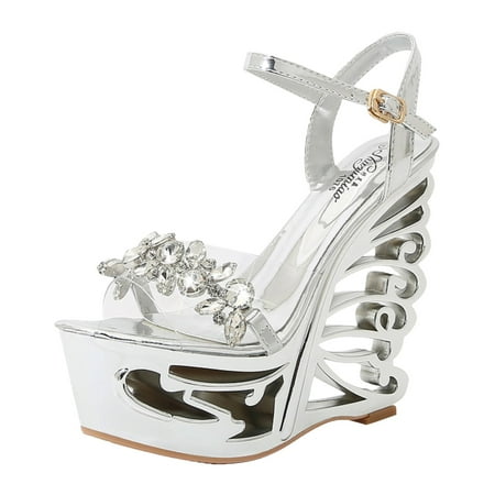 

Cathalem Shaped High Heels Fashion Women s Super High Heels Lady Shoes Silver 40