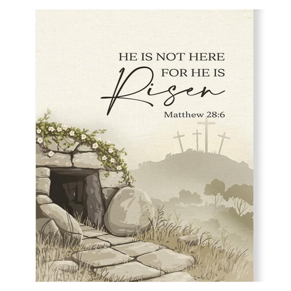 Christian Jesus Poster Wall Art, Bible Verse Wall Art Printable, Easter Decoration, Scripture Quote Artwork Poster, Farmhouse Home Church Decor, He Is Not Here For He Is Risen Poster