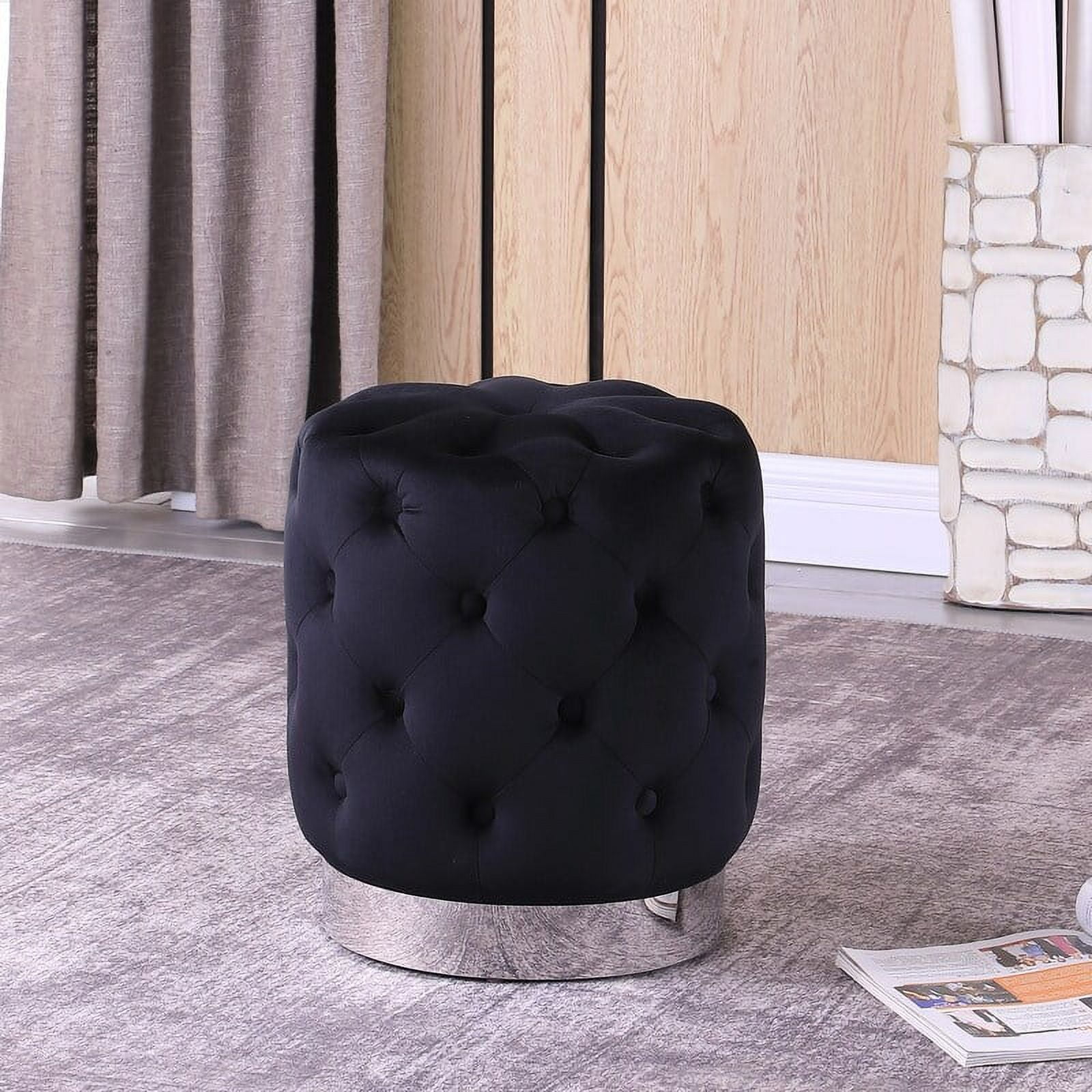 Jacobson Tufted Velvet Gray Accent Ottoman