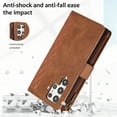 thumbnail image 6 of ELEHOLD Wallet Case for Samsung Galaxy S24 Plus,Premium Leather Argyle Pattern 9 Card Slots Zipper Pocket Kickstand Crossbody Shoulder Strap Wriststrap Luxury Purse Case for Samsung S24 Plus,Brown, 6 of 9
