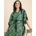 thumbnail image 5 of Moomaya Kimono Sleeves V Neck Rayon Kaftan - Women's Stylish Printed Kaftan, 5 of 9