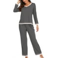 thumbnail image 6 of Lounge Pajama Set for Women 2 Piece Long Sleeve V Neck Tops Shirts and Pants Pj Sets Outfits Soft Sleepwear Loungewear, 6 of 6