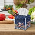 thumbnail image 3 of ZIATUBLE Christmas Santa Claus Square Tissue Box Cover Snowflakes PU Tissue Box Cover Cute Soft Napkin Organizer Dispenser Washable Facial Napkin Box Holders Accessories Decor, 3 of 7
