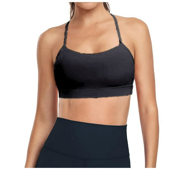 Wdgfv Freest Y Back Sports Bras for Women Spaghetti Thin Strap Workout Bras Wirefree Padded Racerback Yoga Bras Black M