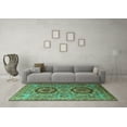 thumbnail image 3 of Ahgly Company Indoor Rectangle Abstract Turquoise Blue Modern Area Rugs, 2' x 5', 3 of 4