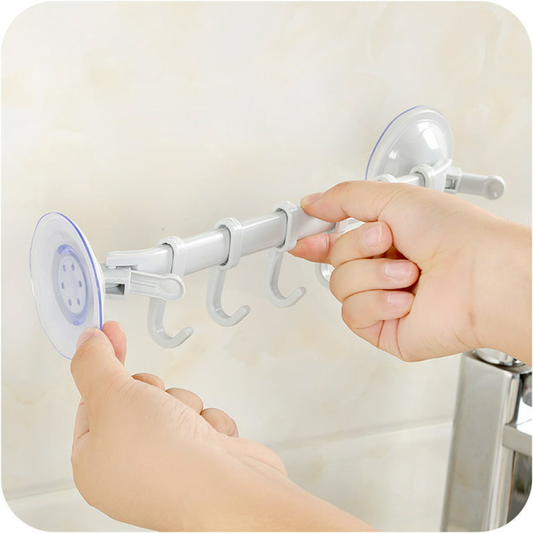 1pc Bathroom Shelf, Suction Cup Wall Hanging Kitchen Storage Rack
