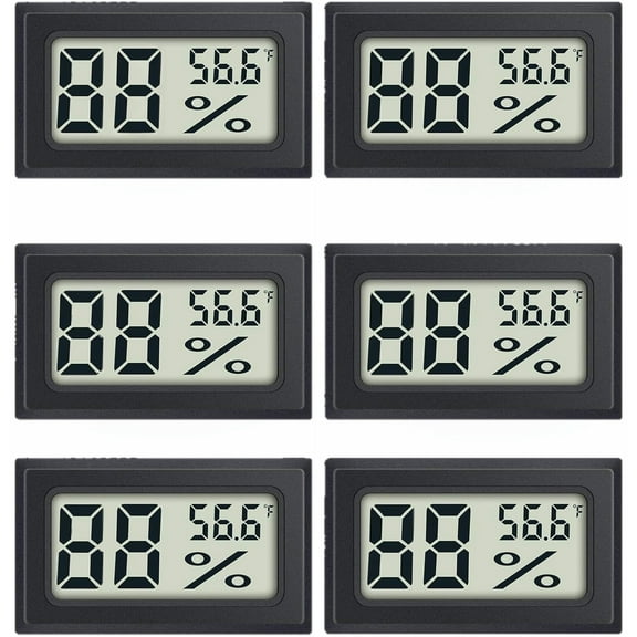 6Pcs Hygrometer Indoor Humidity Meter Hydrometer Outdoor Thermometers Humidity Meters Gauge Hygrometer Mini Digital Bearded Dragon Thermometer for Humidors Greenhouse Garden Cellar Jars Closet