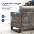 thumbnail image 4 of Giantfurnni Outdoor Patio 3-Seat Sofa,All-Weather WIcker Patio Couch with Square Armrest,Outdoor Conversation Sofa for Deck Porch Garden Backyard, 4 of 7