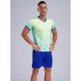 thumbnail image 4 of Sholeno Mens Soccer Jersey Short Sleeve Football T-shirt with Shorts Set Basketball Training Uniform Fluorescent Green L, 4 of 7