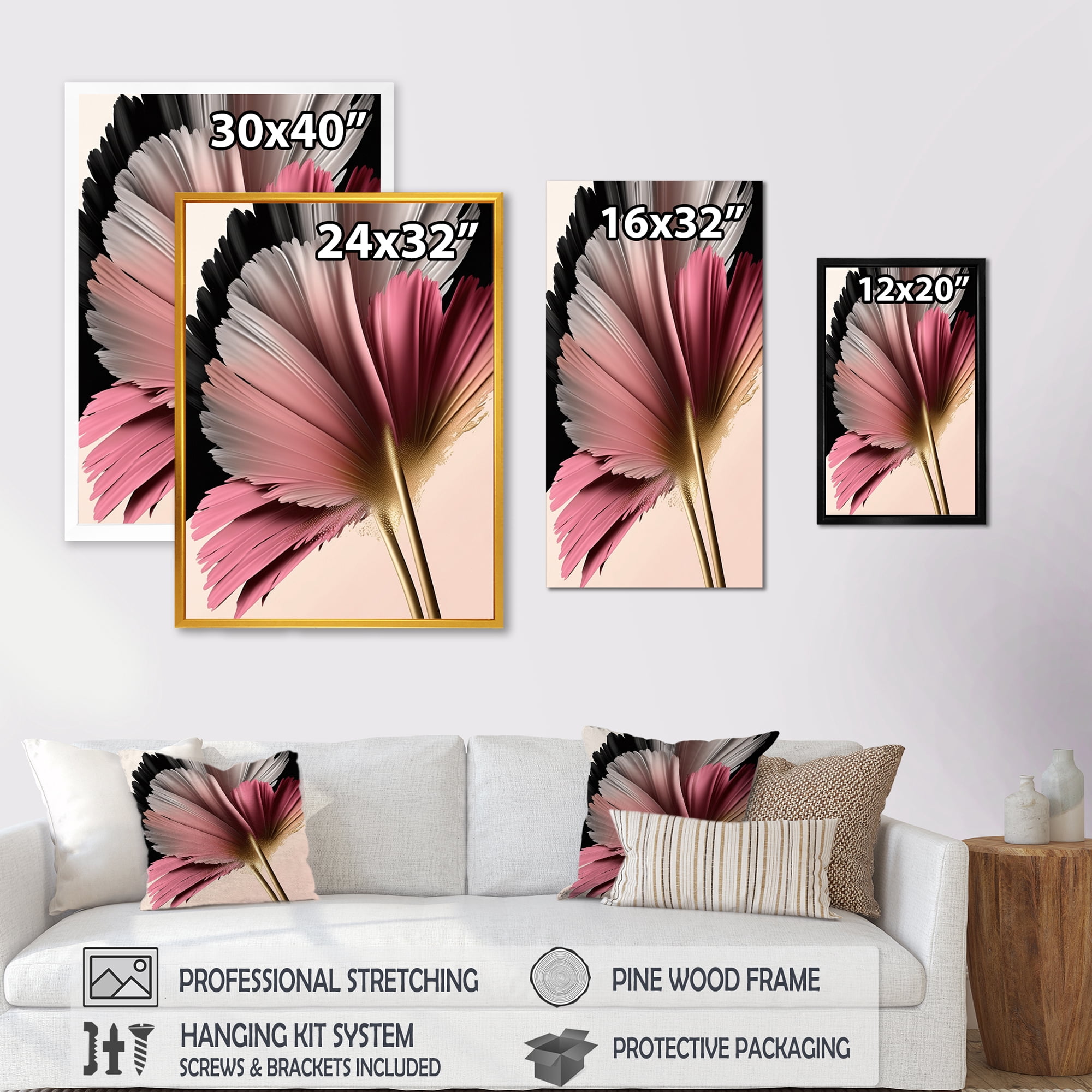 Designart Pink Gerbera Hyperrealistic Flowers V Canvas Wall Art